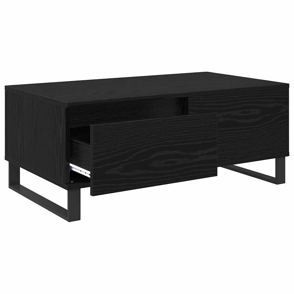 vidaXL Stolik kawowy z szufladą Czarny Dąb 90 x 50 x 36,5 cm