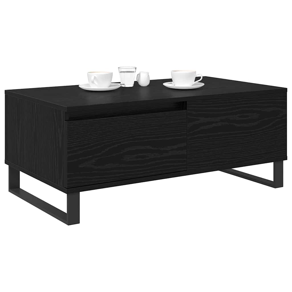 vidaXL Stolik kawowy z szufladą Czarny Dąb 90 x 50 x 36,5 cm