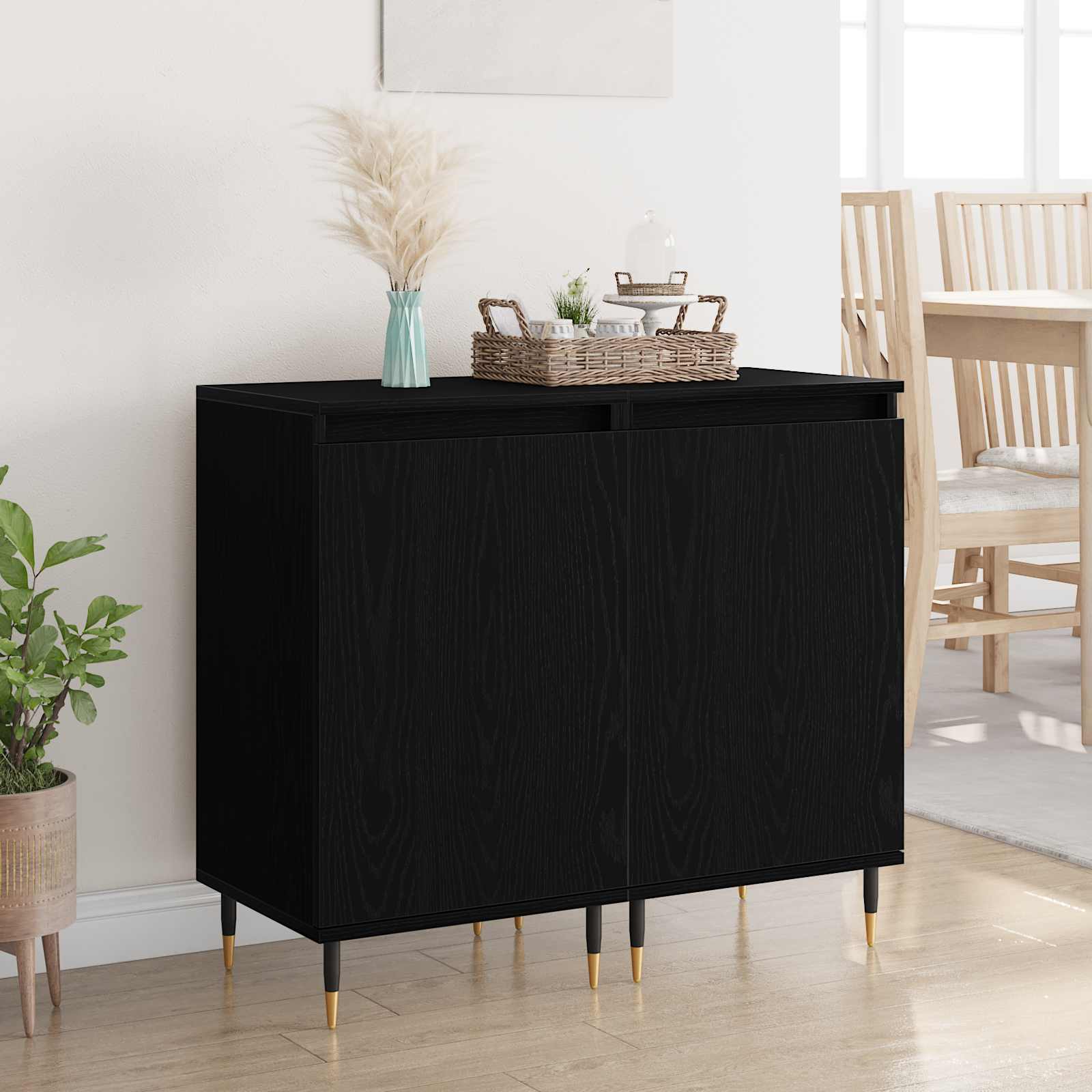vidaXL Bufet 2 pcs Czarny Dąb 40 x 35 x 70 cm