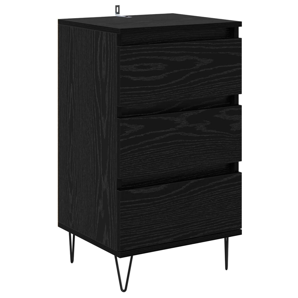 vidaXL Bufet Czarny Dąb 40 x 35 x 70 cm Drewno inżynieryjne i żelazo
