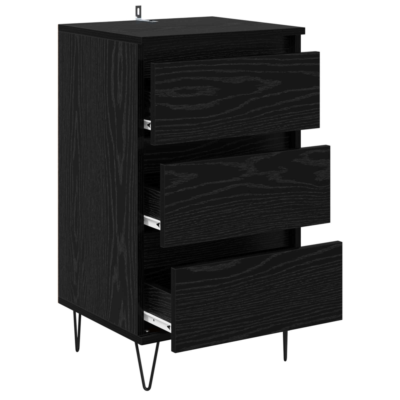 vidaXL Bufet Czarny Dąb 40 x 35 x 70 cm Drewno inżynieryjne i żelazo