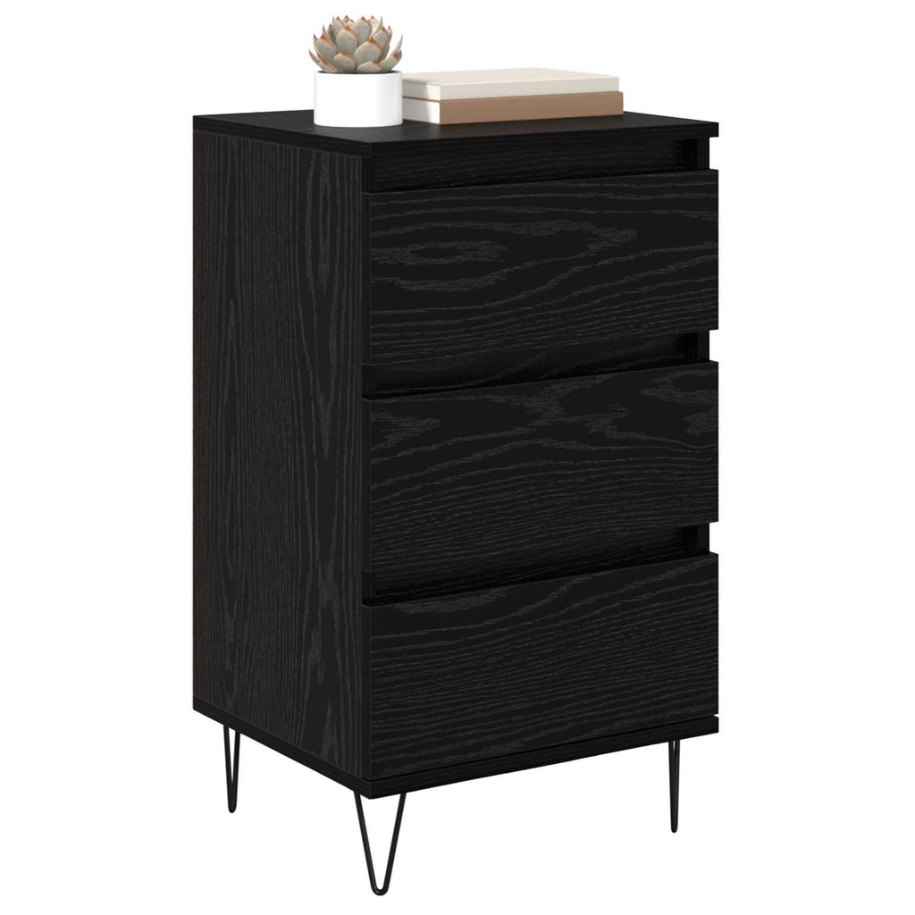 vidaXL Bufet Czarny Dąb 40 x 35 x 70 cm Drewno inżynieryjne i żelazo