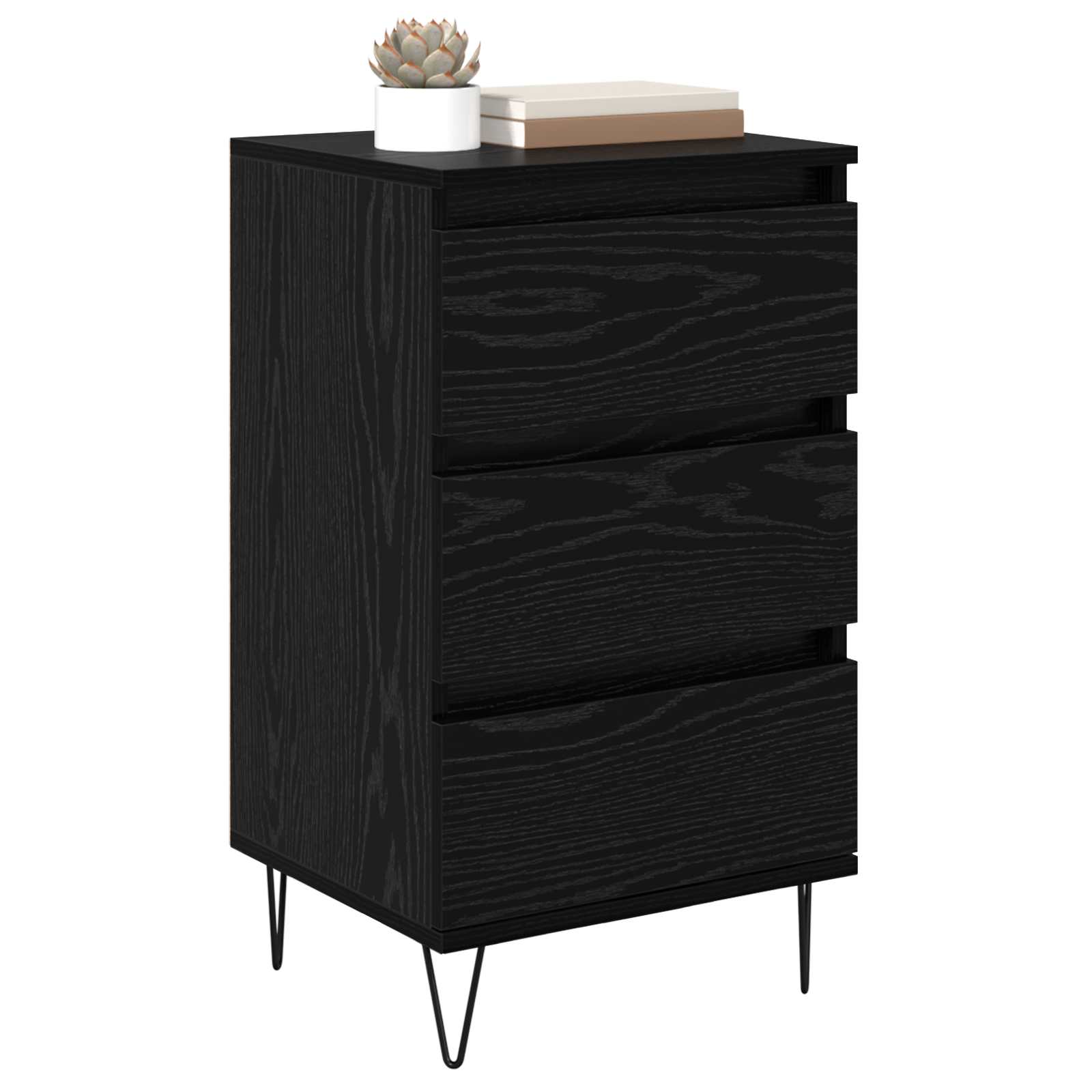 vidaXL Bufet Czarny Dąb 40 x 35 x 70 cm Drewno inżynieryjne i żelazo