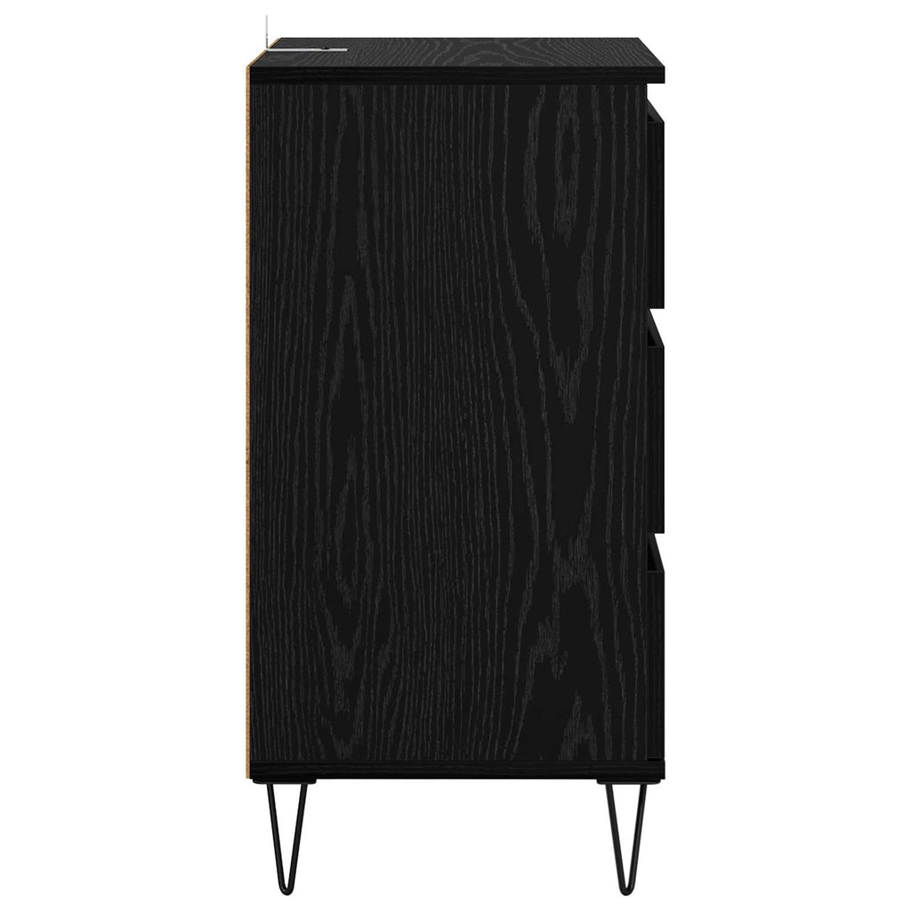 vidaXL Bufet Czarny Dąb 40 x 35 x 70 cm Drewno inżynieryjne i żelazo