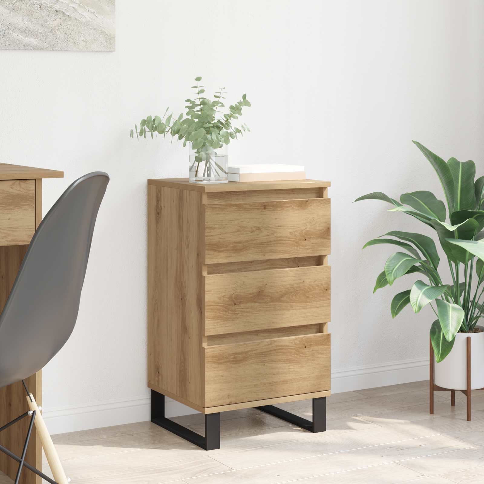 vidaXL Bufet z szufladą dąb artisan Materiał drewnopochodny