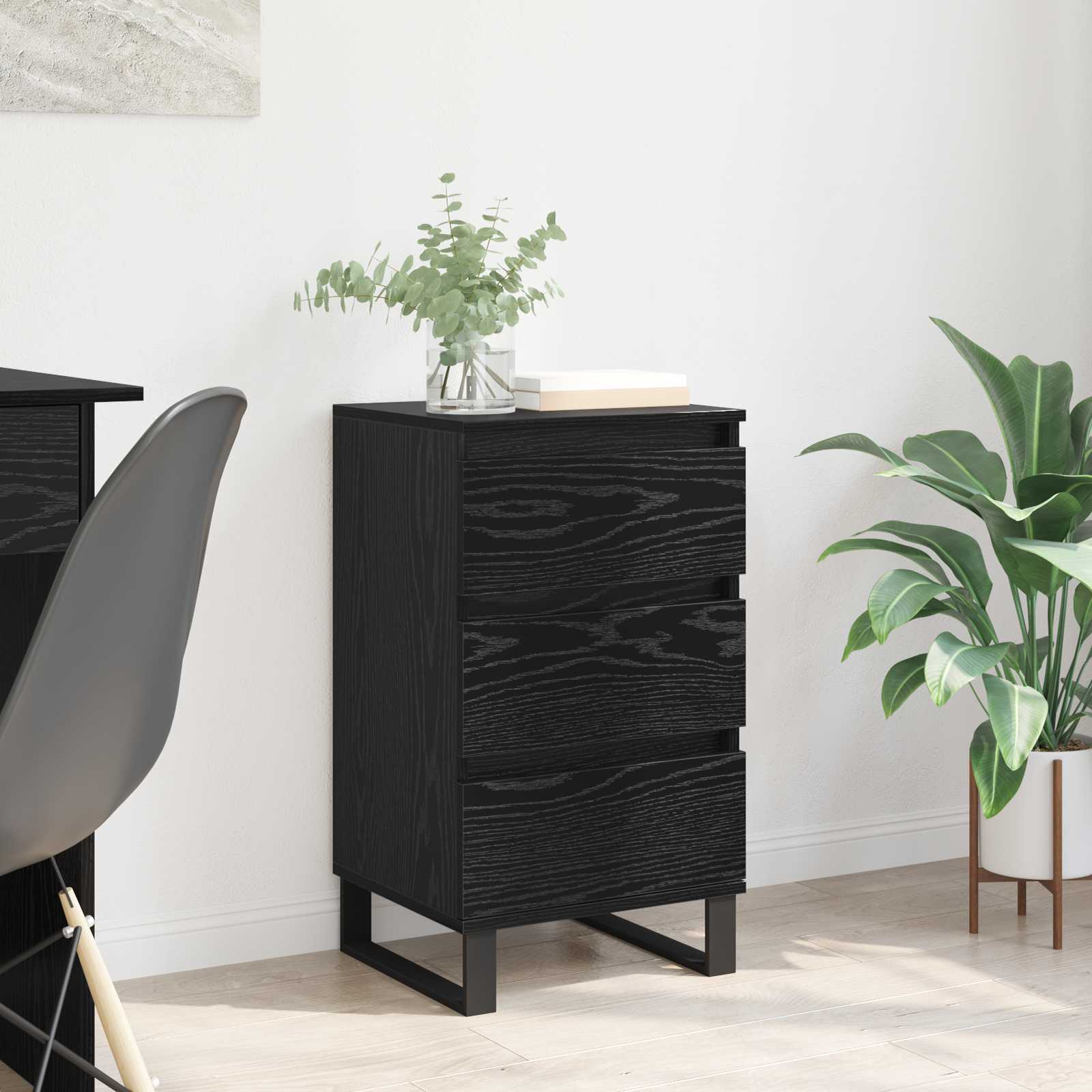 vidaXL Bufet z szufladą Czarny dąb Materiał drewnopochodny