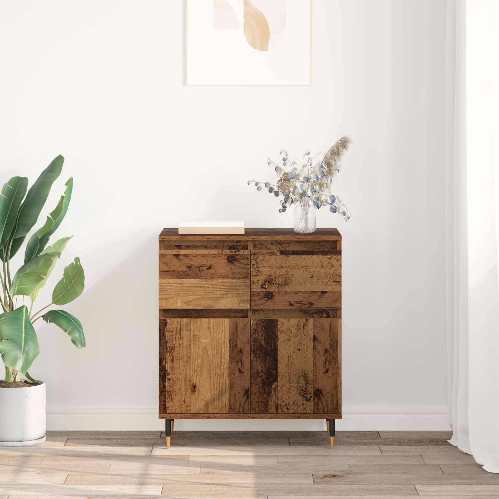 vidaXL Bufet Stare drewno 60 x 35 x 70 cm Drewno inżynieryjne i żelazo
