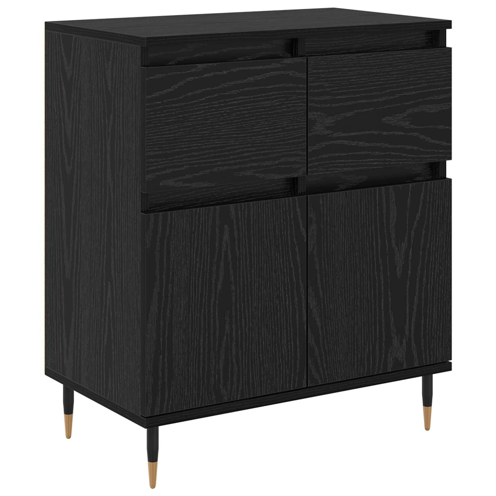 vidaXL Bufet Czarny Dąb 60 x 35 x 70 cm Drewno inżynieryjne i żelazo