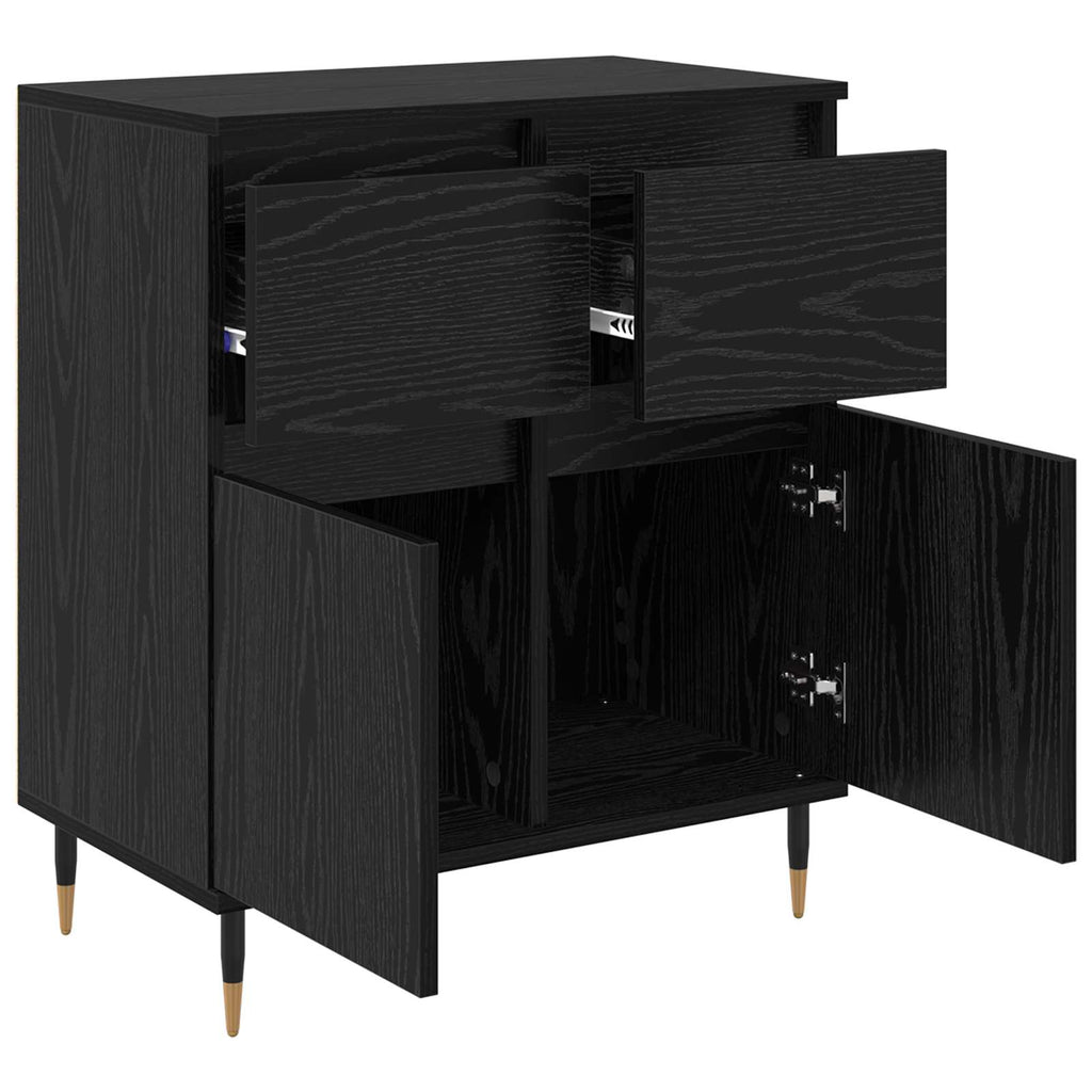 vidaXL Bufet Czarny Dąb 60 x 35 x 70 cm Drewno inżynieryjne i żelazo