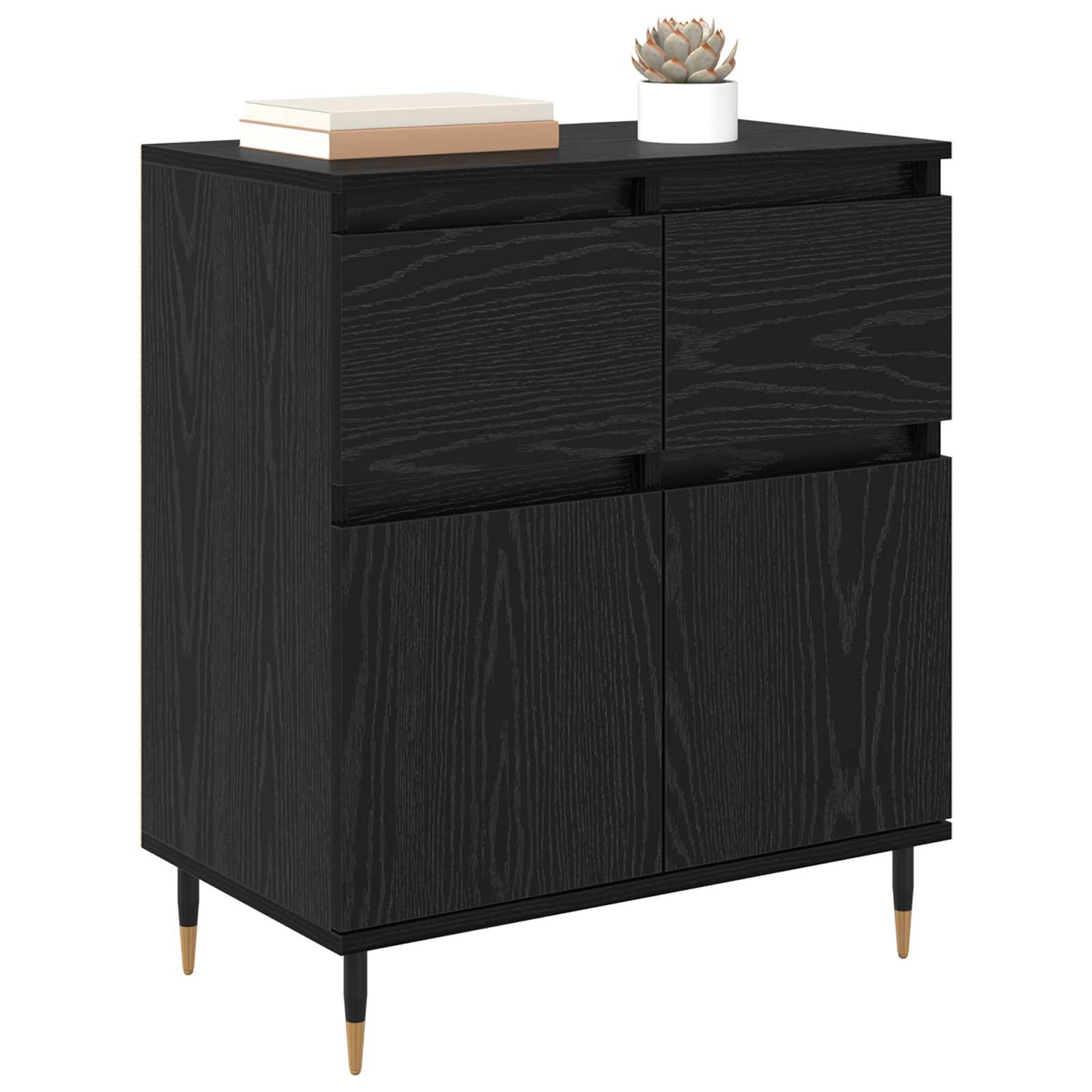 vidaXL Bufet Czarny Dąb 60 x 35 x 70 cm Drewno inżynieryjne i żelazo