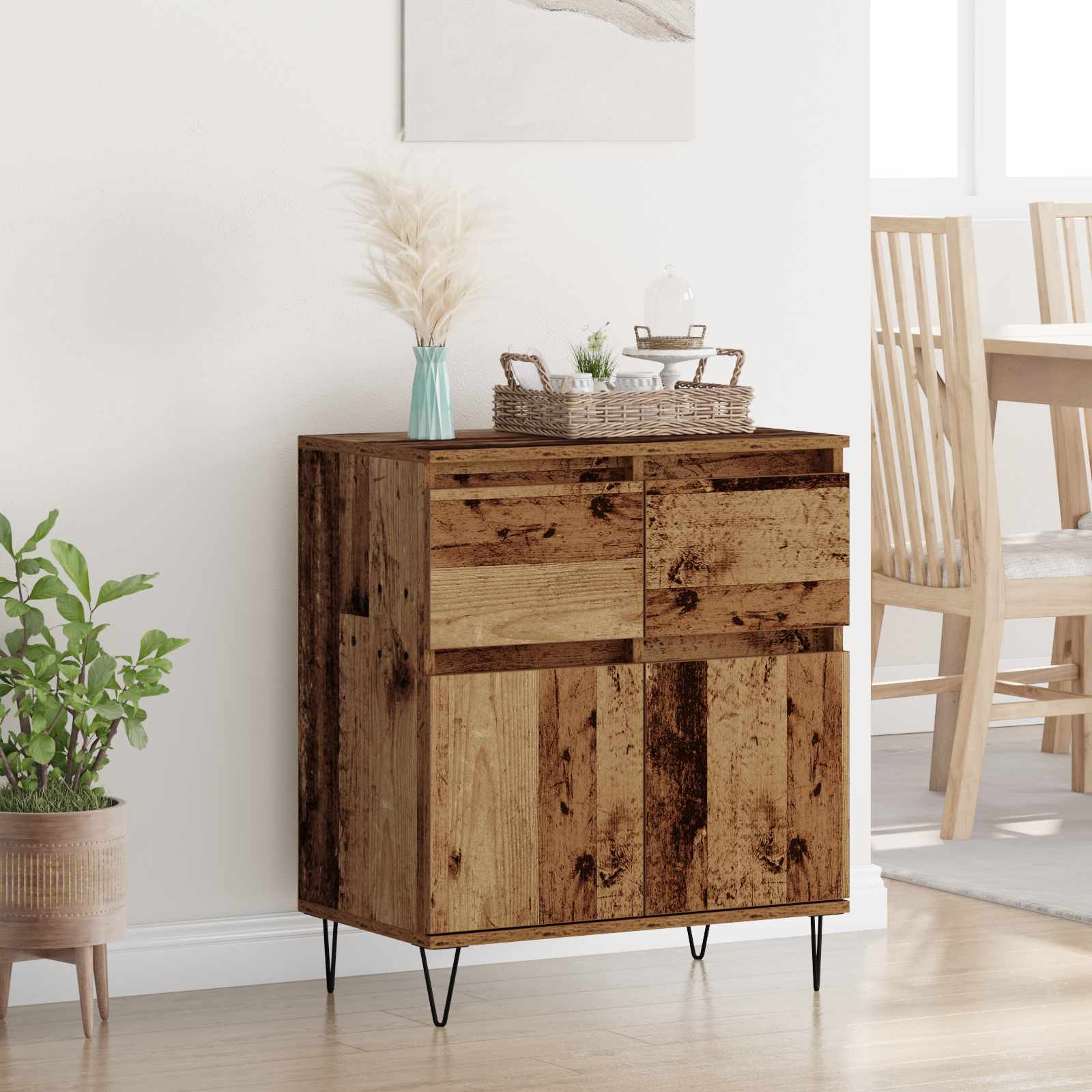 vidaXL Bufet Stare drewno 60 x 35 x 70 cm Drewno inżynieryjne i żelazo