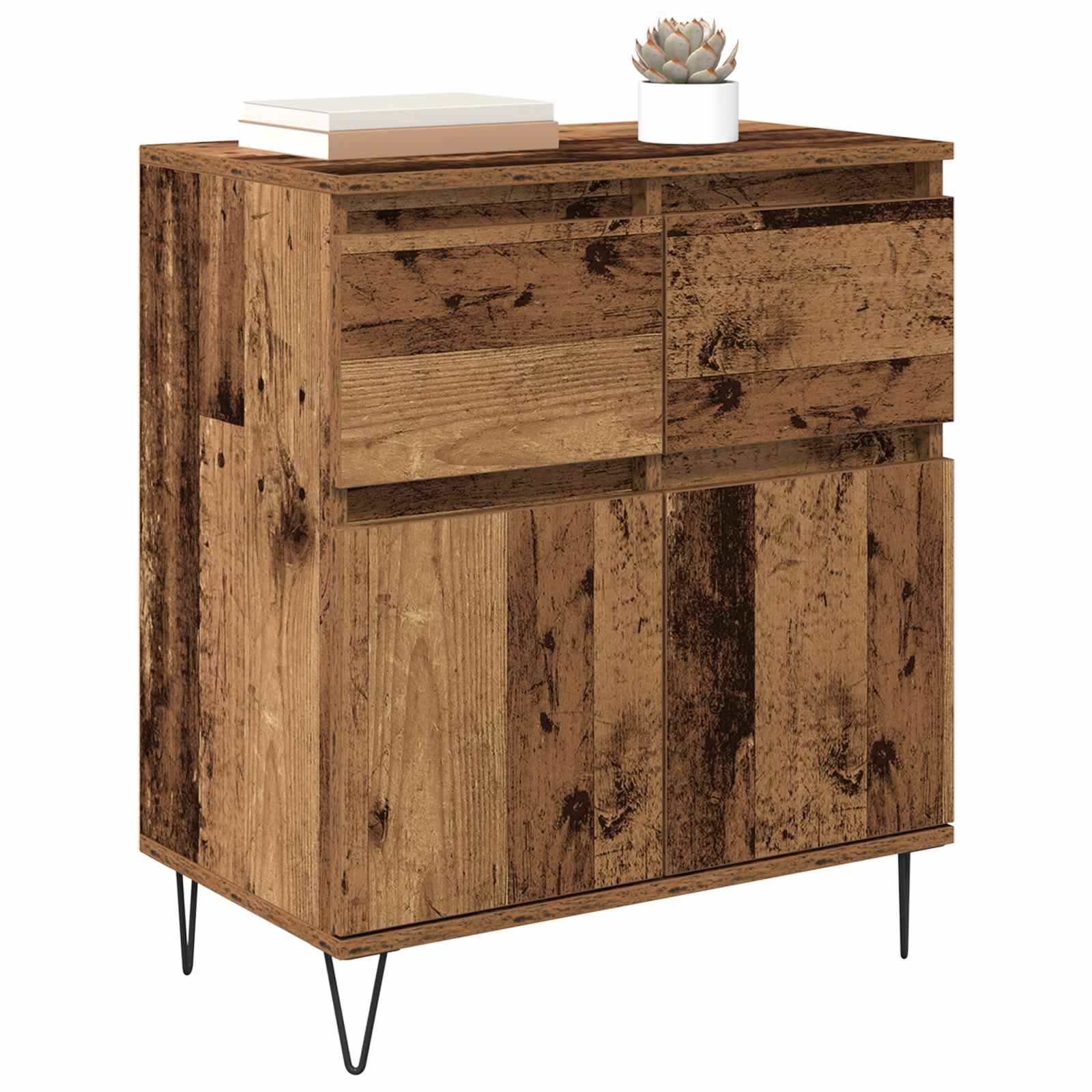 vidaXL Bufet Stare drewno 60 x 35 x 70 cm Drewno inżynieryjne i żelazo