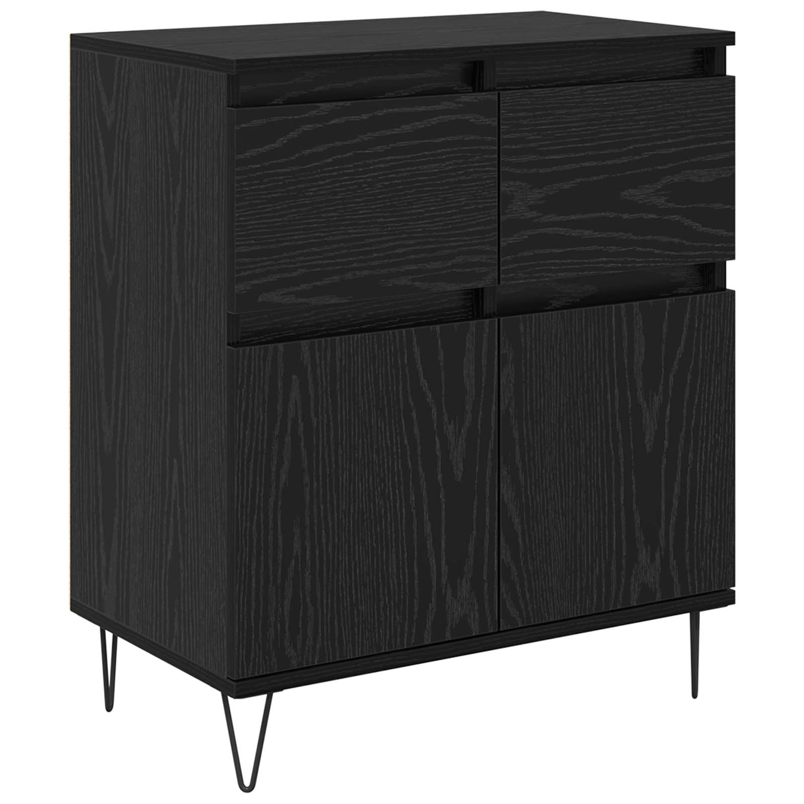 vidaXL Bufet Czarny Dąb 60 x 35 x 70 cm Drewno inżynieryjne i żelazo