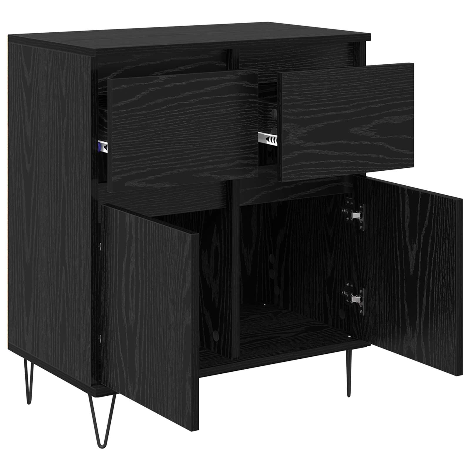 vidaXL Bufet Czarny Dąb 60 x 35 x 70 cm Drewno inżynieryjne i żelazo