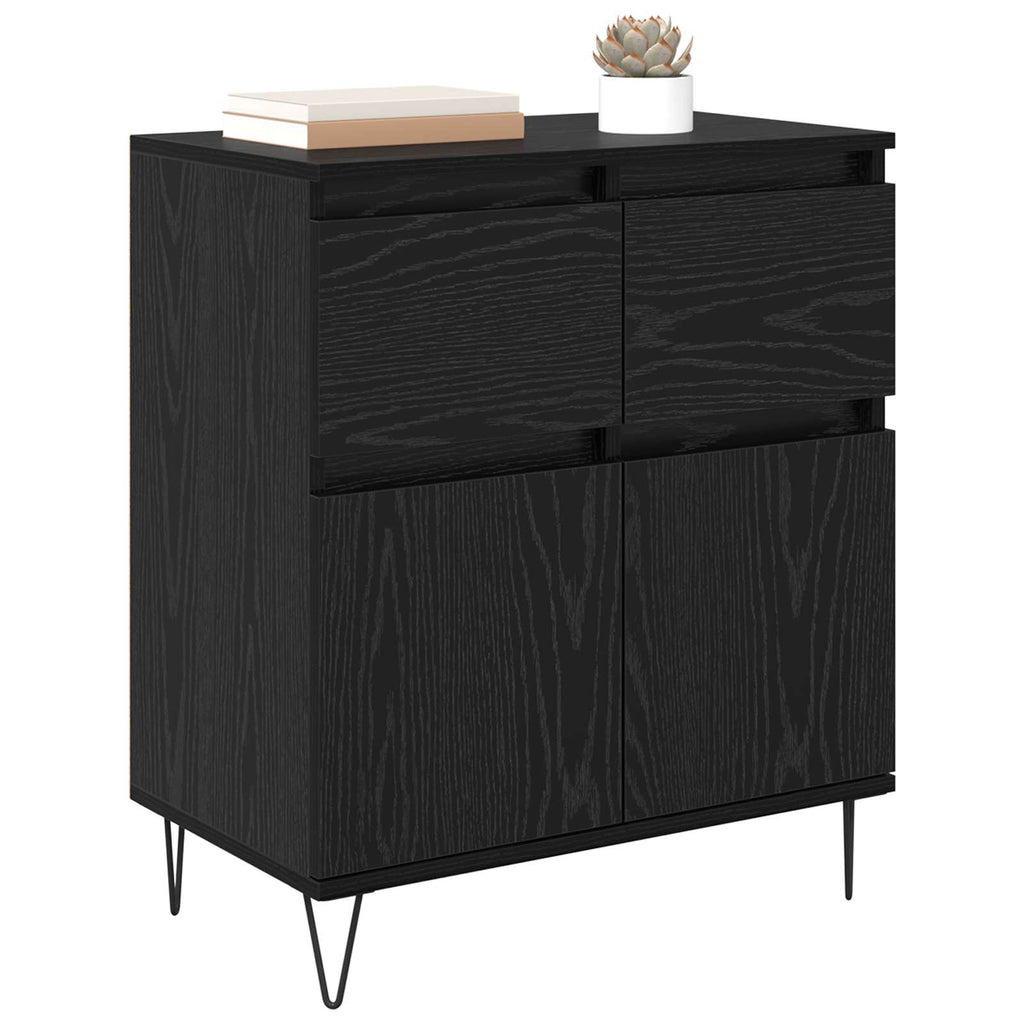 vidaXL Bufet Czarny Dąb 60 x 35 x 70 cm Drewno inżynieryjne i żelazo