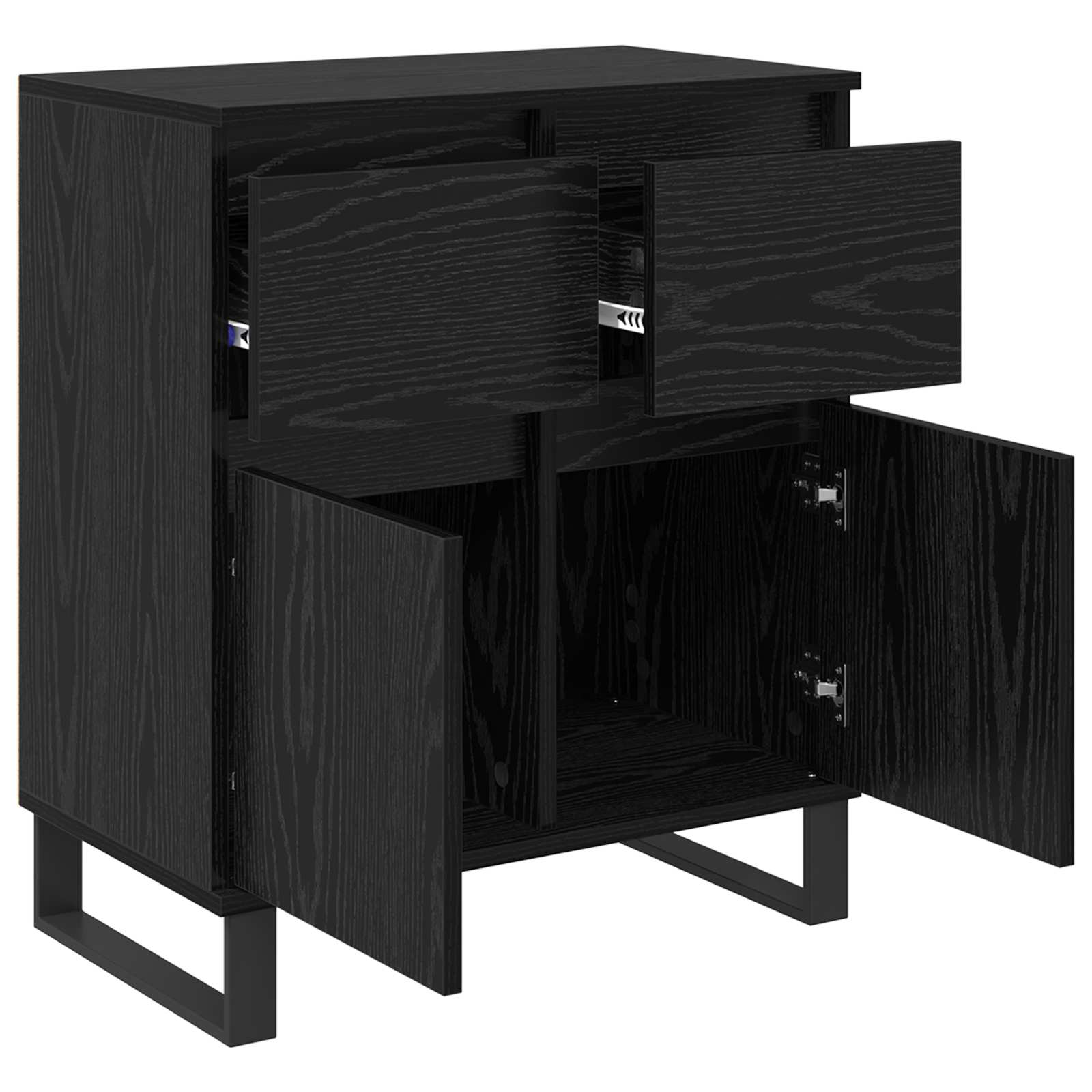 vidaXL Bufet Czarny Dąb 60 x 35 x 70 cm Drewno inżynieryjne i żelazo