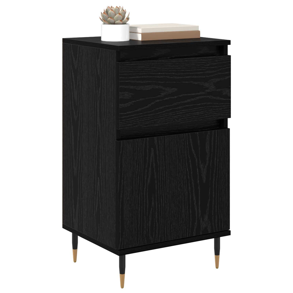 vidaXL Bufet Czarny Dąb 40 x 35 x 70 cm Drewno inżynieryjne i żelazo
