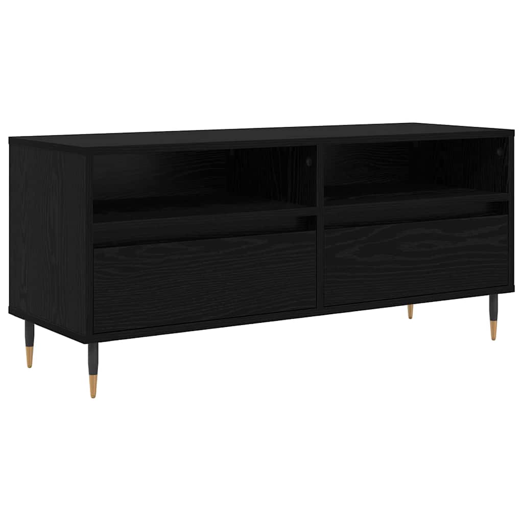 vidaXL Szafka pod telewizor z szufladą Czarny Dąb 100 x 34,5 x 44,5 cm