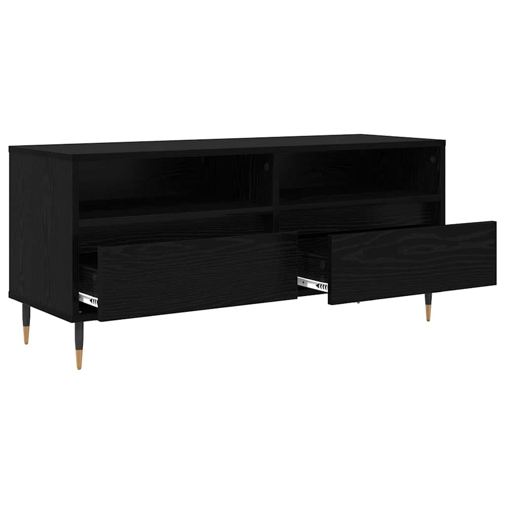 vidaXL Szafka pod telewizor z szufladą Czarny Dąb 100 x 34,5 x 44,5 cm