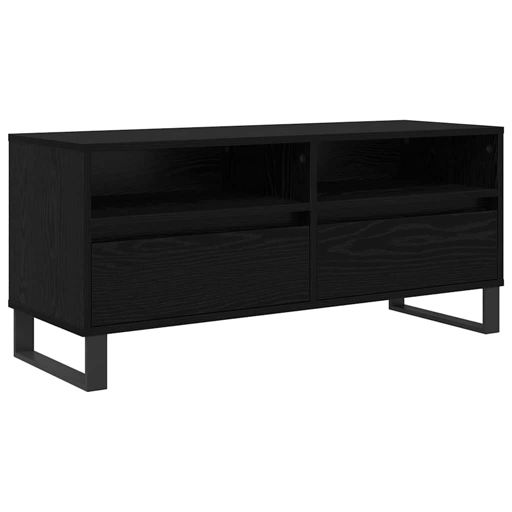 vidaXL Szafka pod telewizor z szufladą Czarny Dąb 100 x 34,5 x 44,5 cm