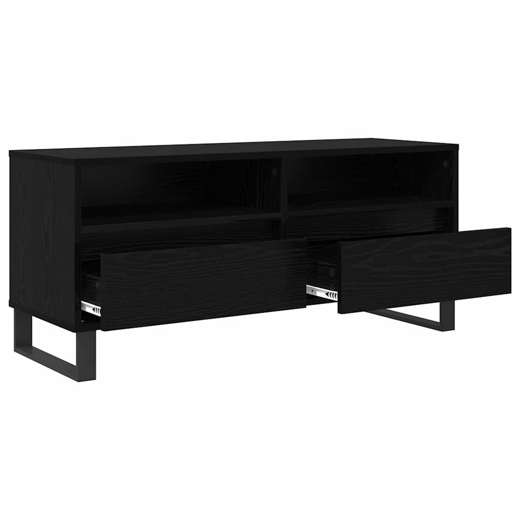 vidaXL Szafka pod telewizor z szufladą Czarny Dąb 100 x 34,5 x 44,5 cm