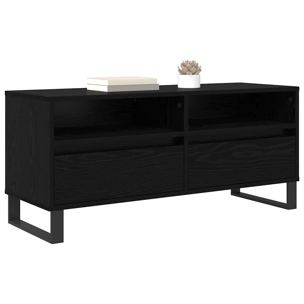 vidaXL Szafka pod telewizor z szufladą Czarny Dąb 100 x 34,5 x 44,5 cm