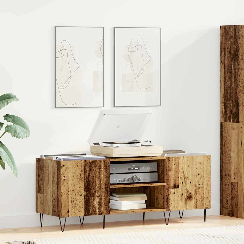 vidaXL Szafka na płyty winylowe z półką Stare drewno 121 x 38 x 48 cm