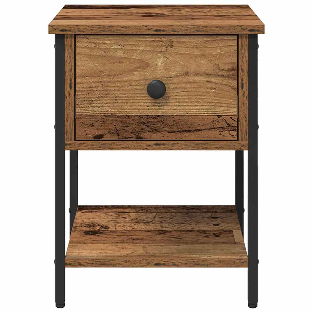 vidaXL Stolik nocny z szufladą Stare drewno 34 x 35,5 x 45 cm