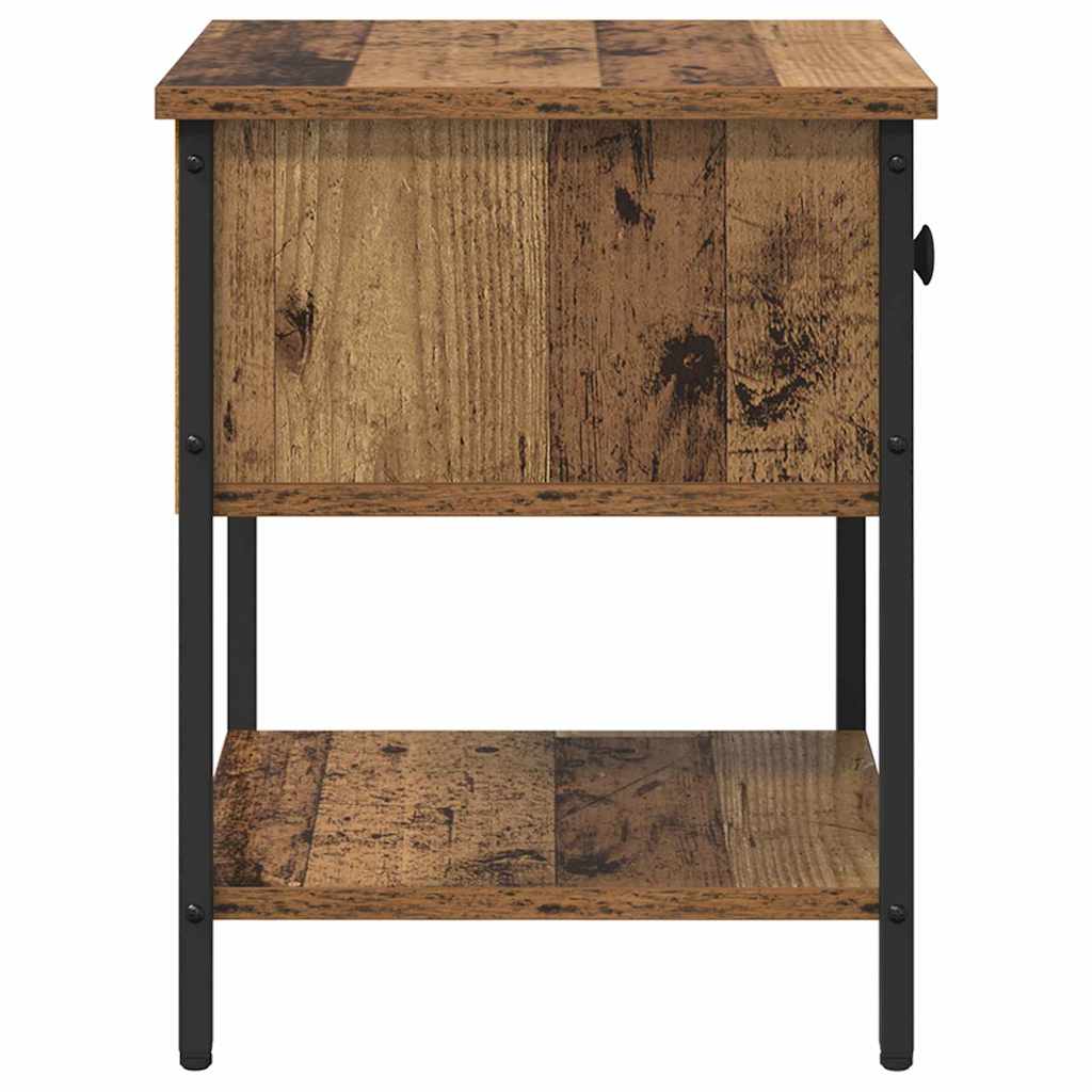 vidaXL Stolik nocny z szufladą Stare drewno 34 x 35,5 x 45 cm