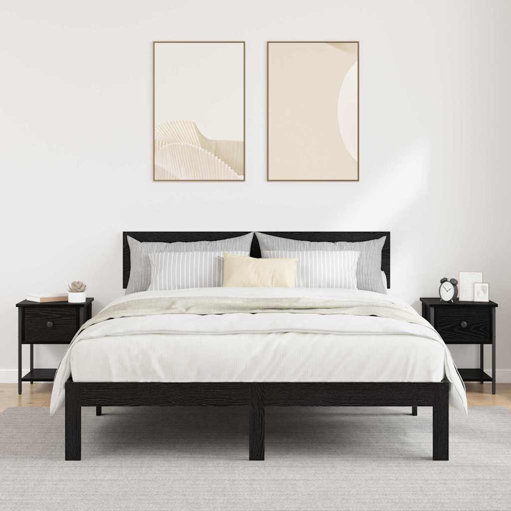 vidaXL Stolik nocny z szufladą 2 pcs Czarny Dąb 34 x 35,5 x 45 cm