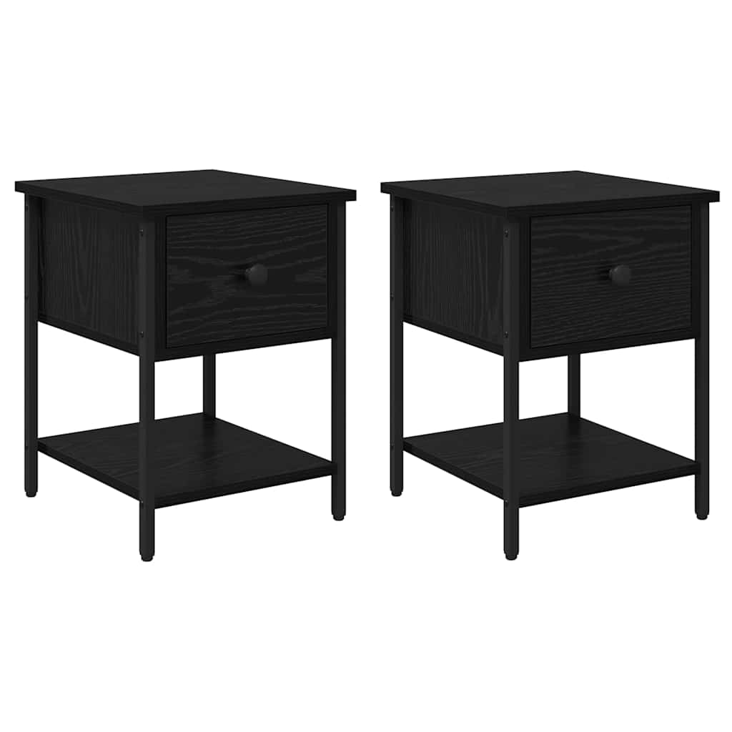 vidaXL Stolik nocny z szufladą 2 pcs Czarny Dąb 34 x 35,5 x 45 cm