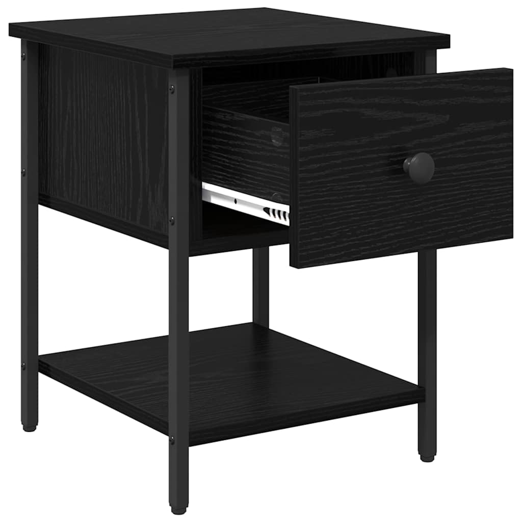 vidaXL Stolik nocny z szufladą 2 pcs Czarny Dąb 34 x 35,5 x 45 cm