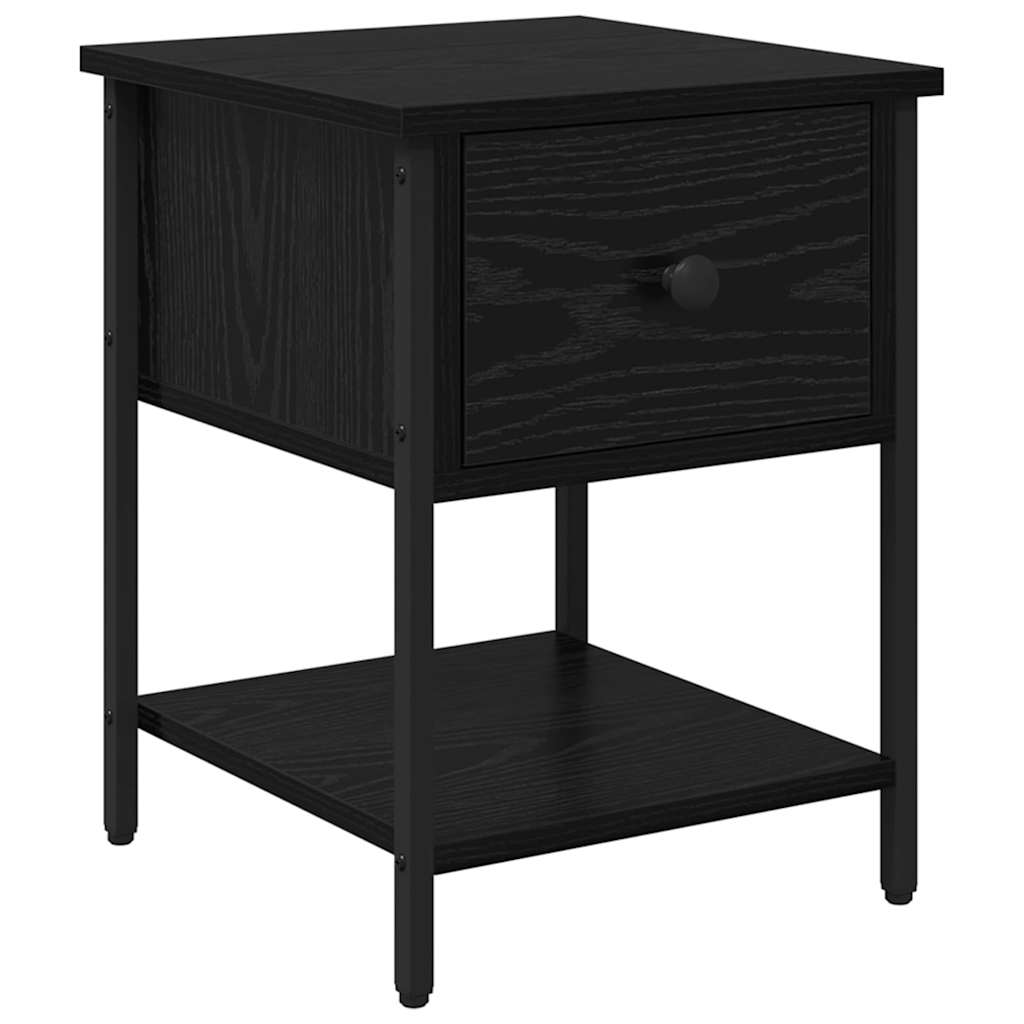 vidaXL Stolik nocny z szufladą 2 pcs Czarny Dąb 34 x 35,5 x 45 cm