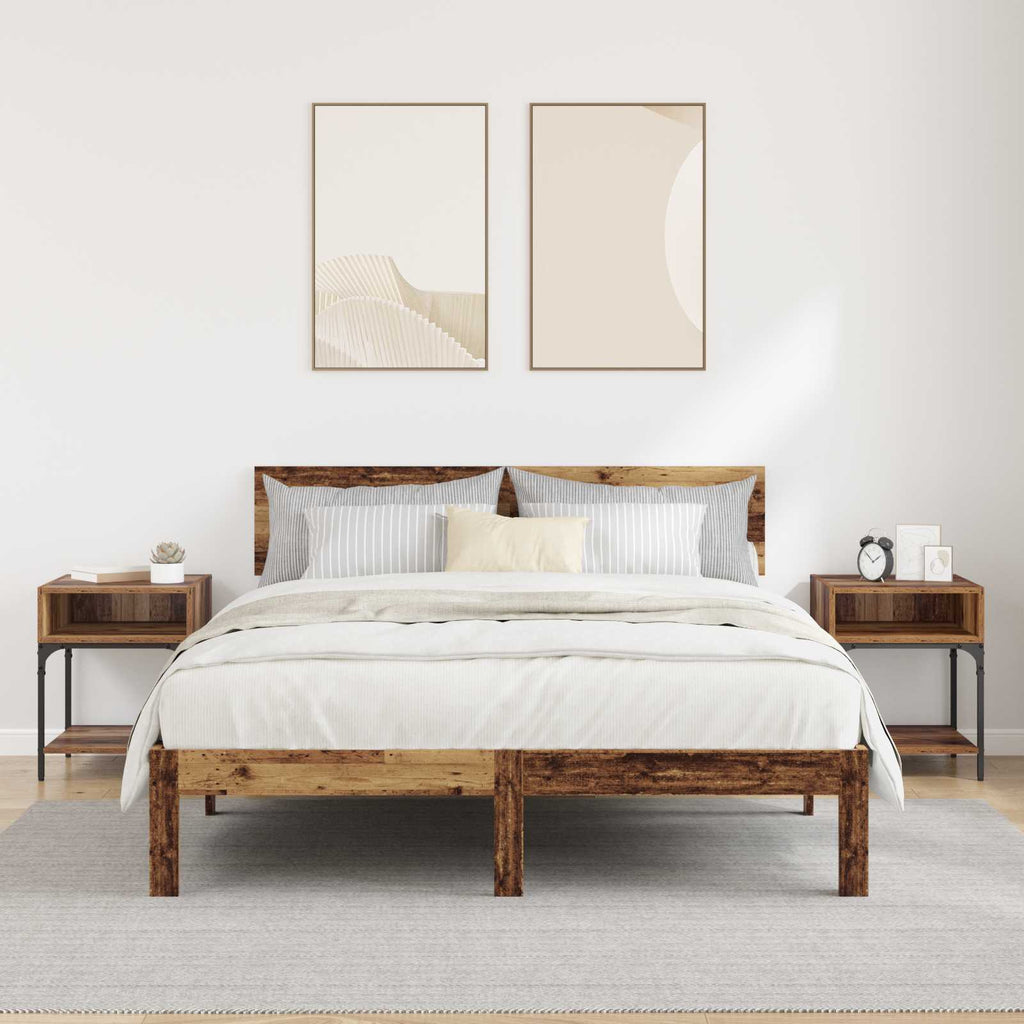 vidaXL Stolik nocny 2 pcs Stare drewno 40 x 40 x 50 cm