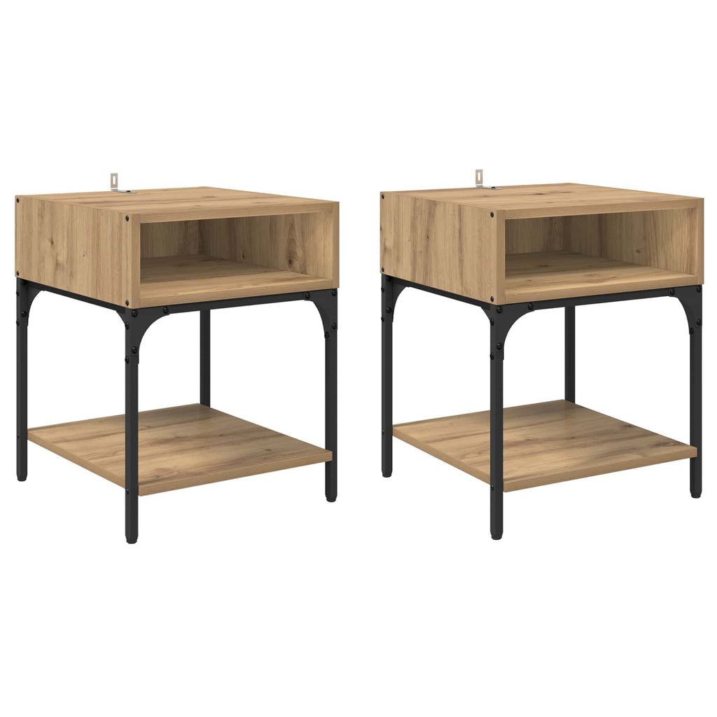 vidaXL Stolik nocny 2 pcs Dąb rzemieślniczy 40 x 40 x 50 cm