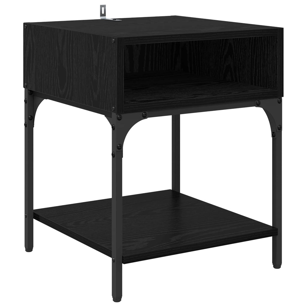 vidaXL Stolik nocny Czarny Dąb 40 x 40 x 50 cm Materiał drewnopochodny