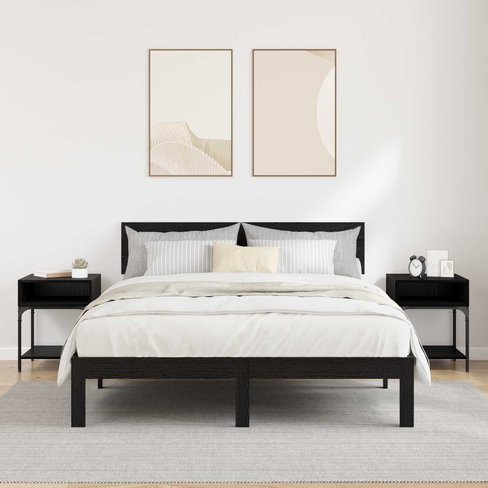 vidaXL Stolik nocny 2 pcs Czarny Dąb 40 x 40 x 50 cm