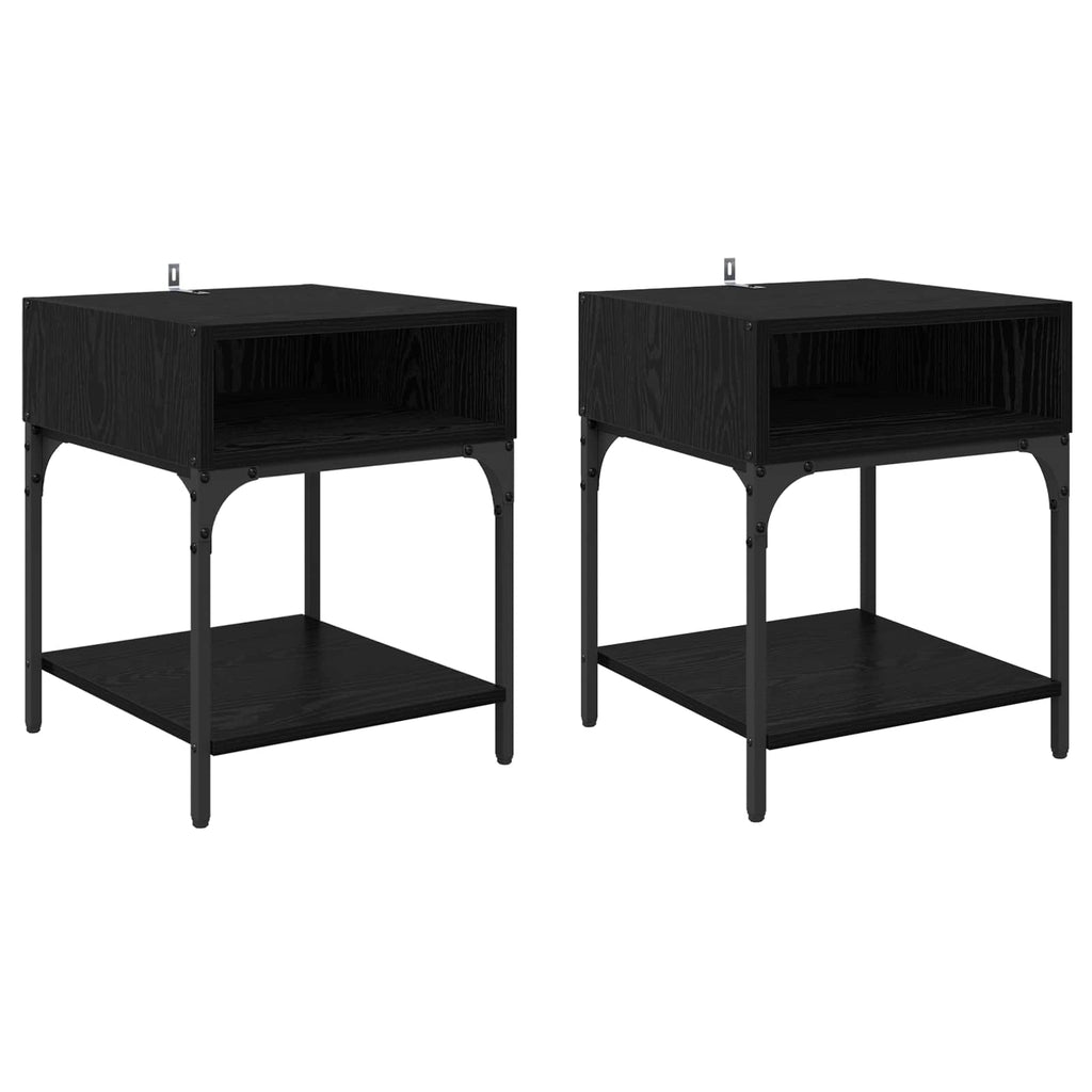 vidaXL Stolik nocny 2 pcs Czarny Dąb 40 x 40 x 50 cm