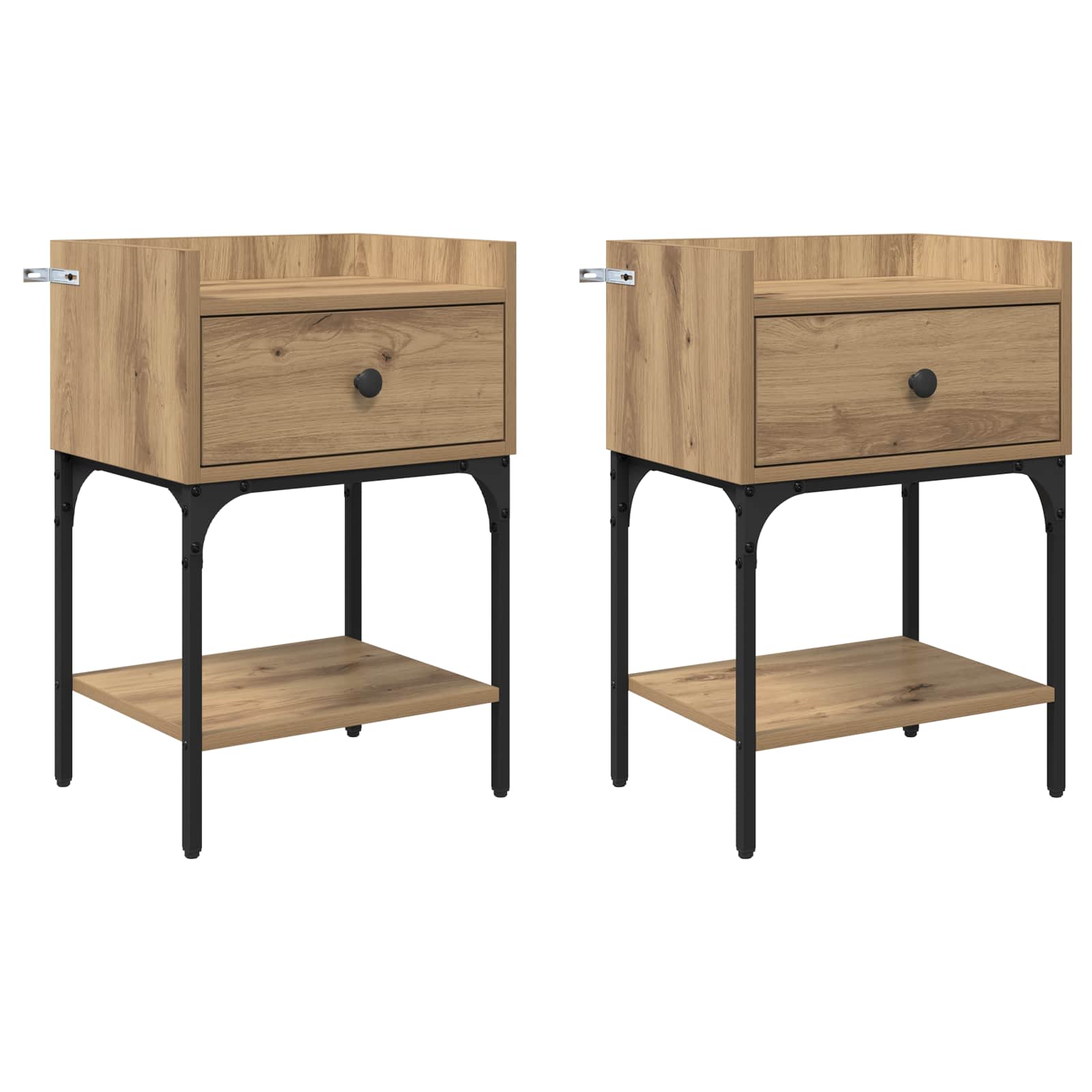 vidaXL Stolik nocny z szufladą 2 pcs Dąb rzemieślniczy 40 x 29 x 60 cm