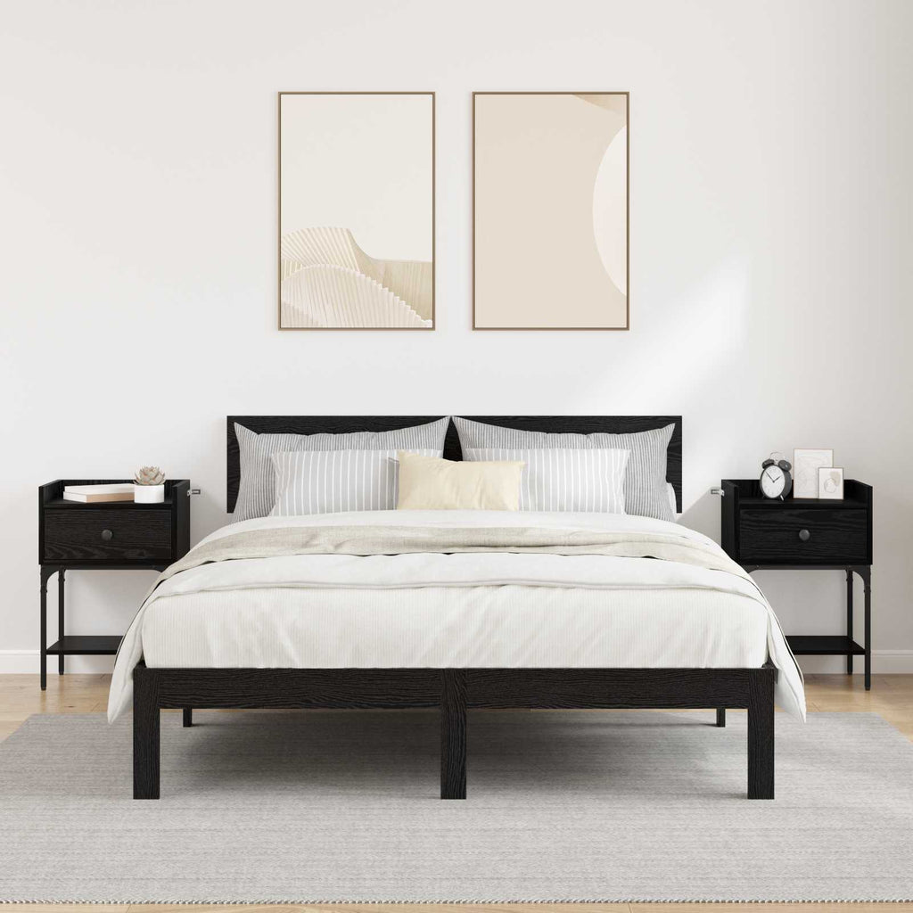 vidaXL Stolik nocny z szufladą 2 pcs Czarny Dąb 40 x 29 x 60 cm