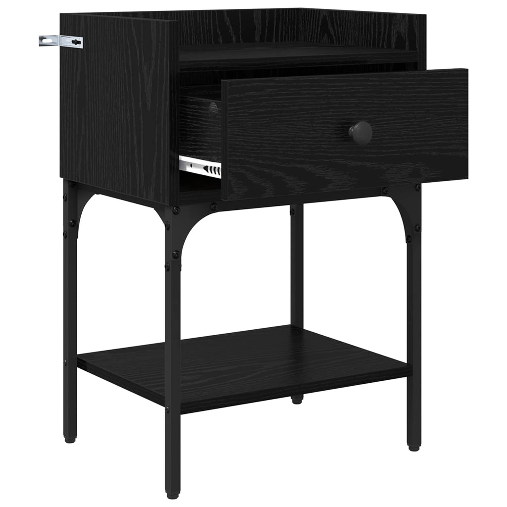 vidaXL Stolik nocny z szufladą 2 pcs Czarny Dąb 40 x 29 x 60 cm