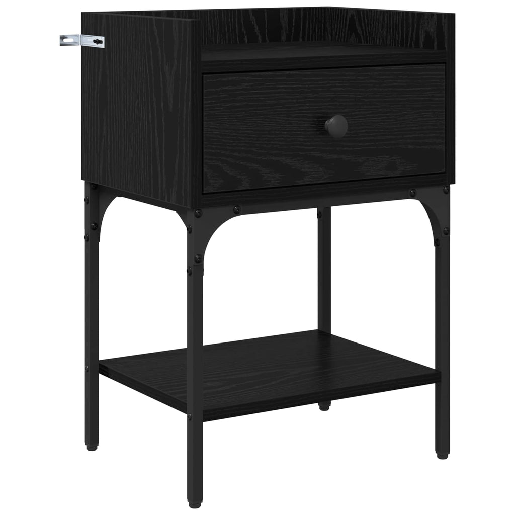 vidaXL Stolik nocny z szufladą 2 pcs Czarny Dąb 40 x 29 x 60 cm