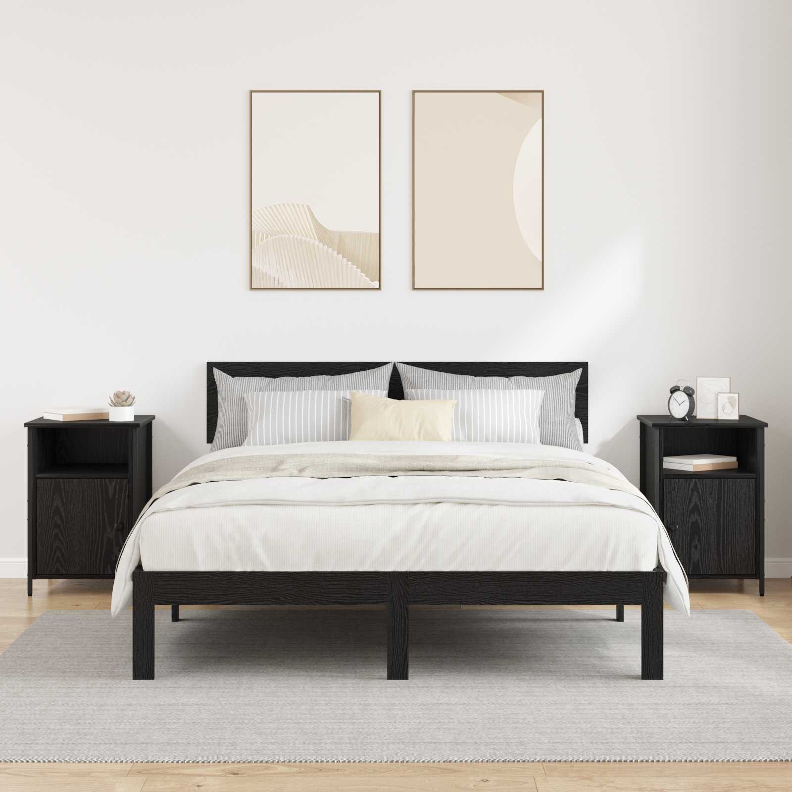 vidaXL Szafka Nocna 2 pcs Czarny Dąb 40 x 42 x 60 cm