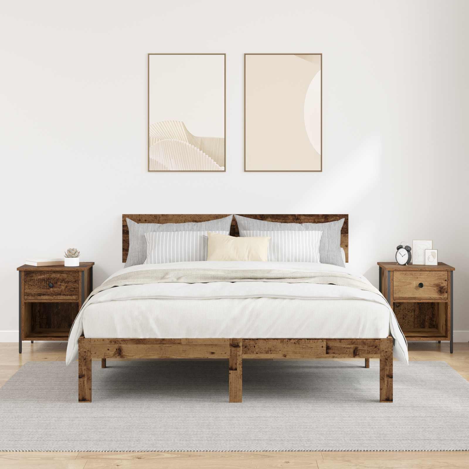 vidaXL Szafka Nocna z szufladą 2 pcs Stare drewno 40 x 42 x 50 cm