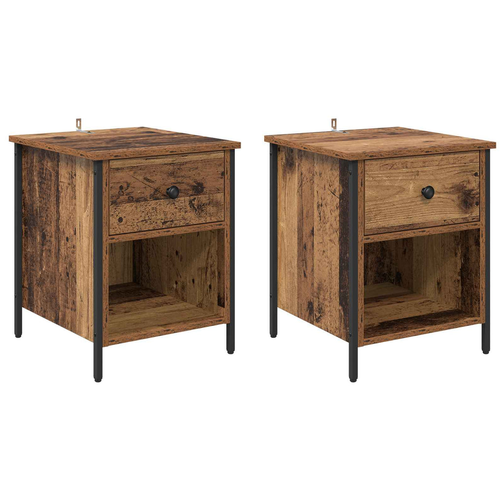 vidaXL Szafka Nocna z szufladą 2 pcs Stare drewno 40 x 42 x 50 cm