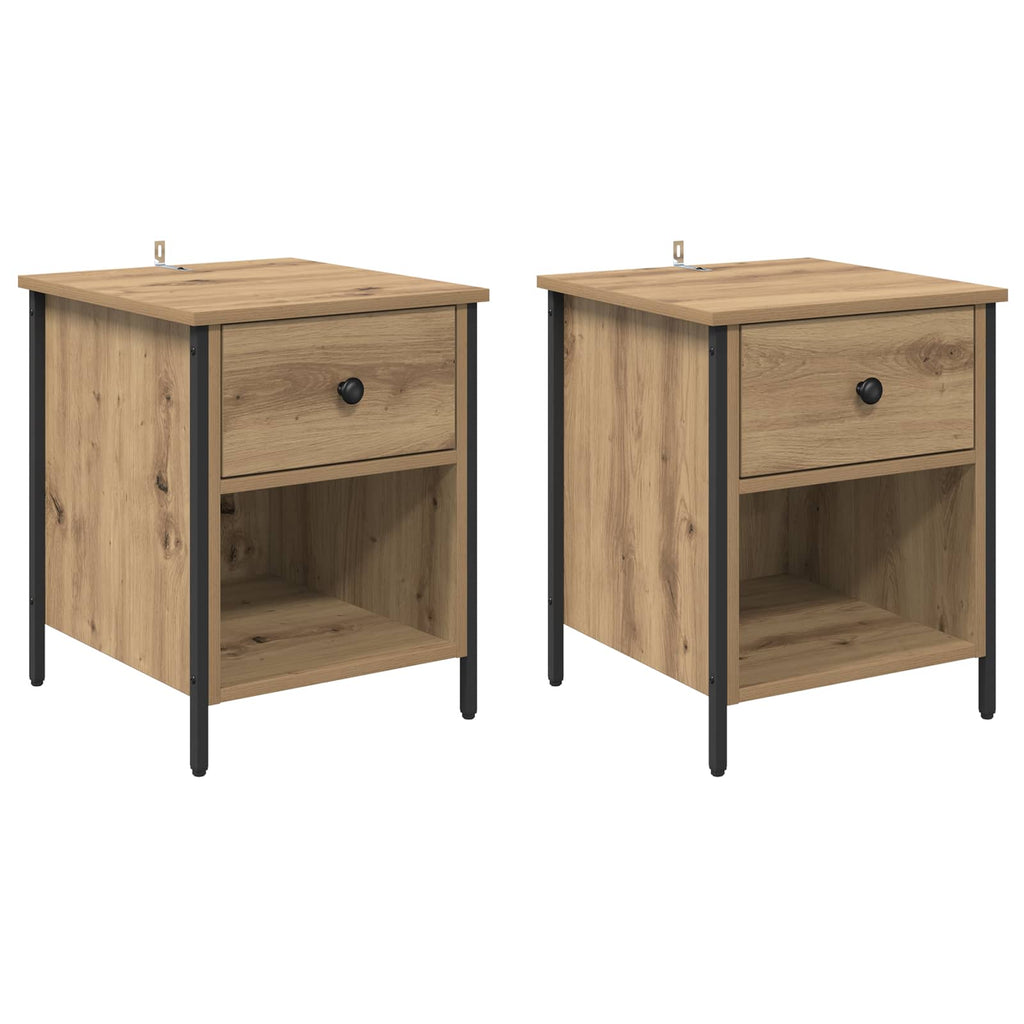 vidaXL Szafka Nocna z szufladą 2 pcs Dąb rzemieślniczy 40 x 42 x 50 cm