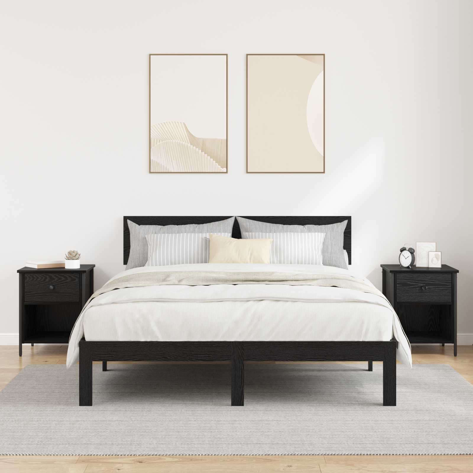 vidaXL Szafka Nocna z szufladą 2 pcs Czarny Dąb 40 x 42 x 50 cm