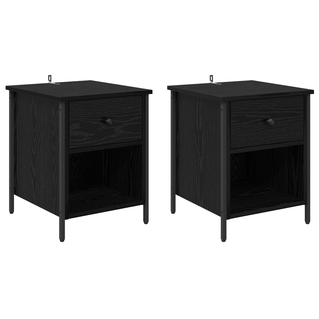 vidaXL Szafka Nocna z szufladą 2 pcs Czarny Dąb 40 x 42 x 50 cm