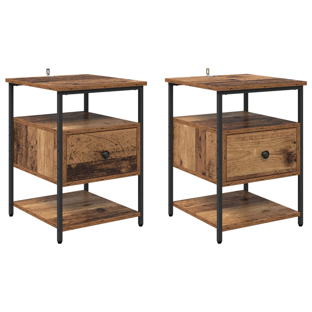 vidaXL Szafka Nocna z szufladą 2 pcs Stare drewno 40 x 42 x 56 cm