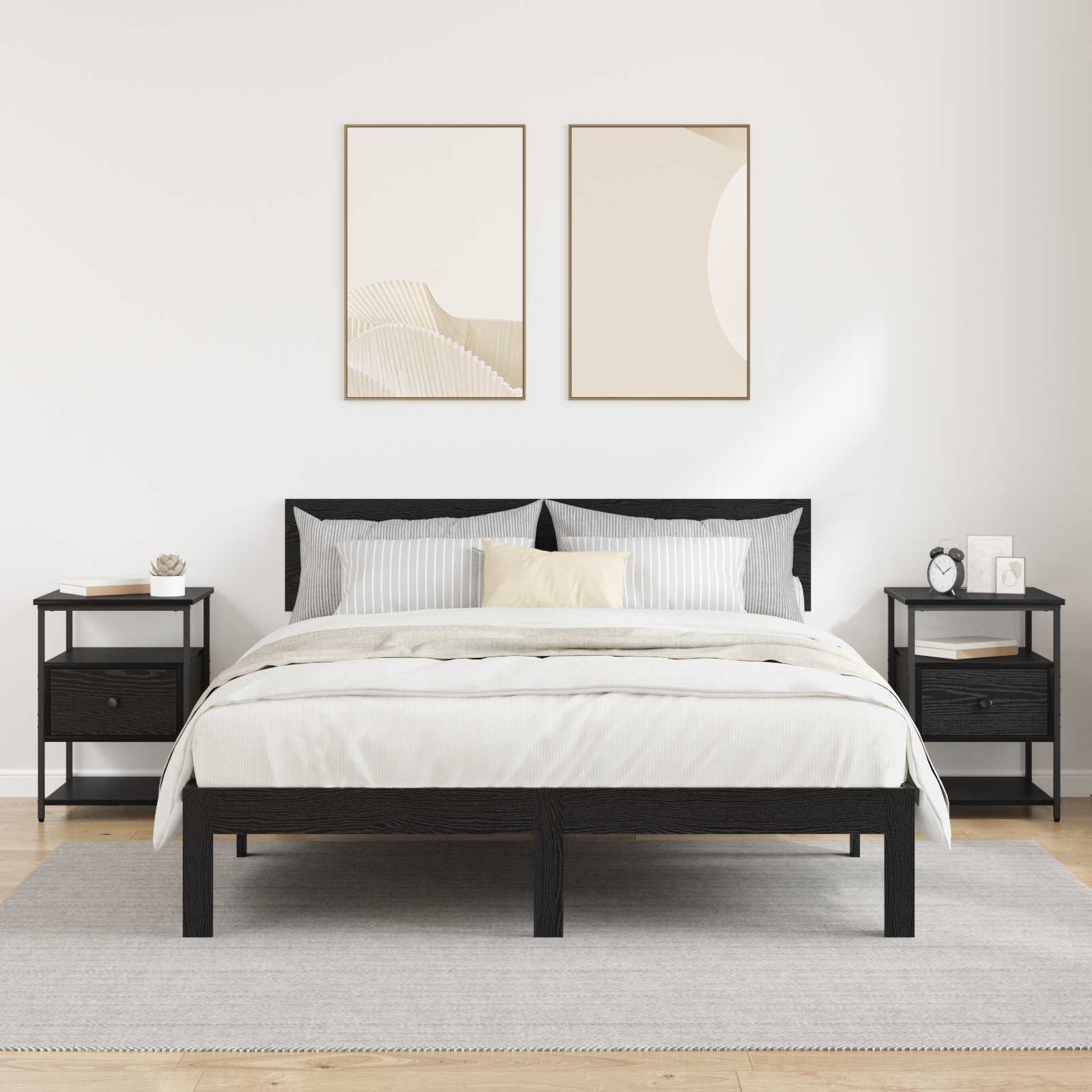 vidaXL Szafka Nocna z szufladą 2 pcs Czarny Dąb 40 x 42 x 56 cm
